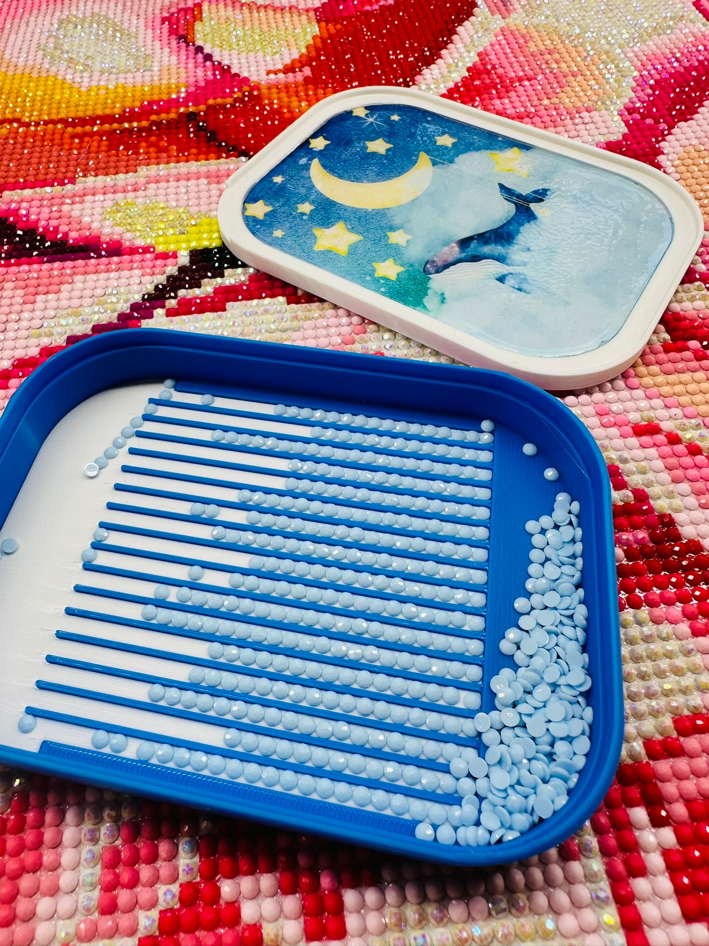 Stackable Diamond Painting Tray – Whimsy Series | Artesian Premium Handmade Tray with Lid & Built-In Slider