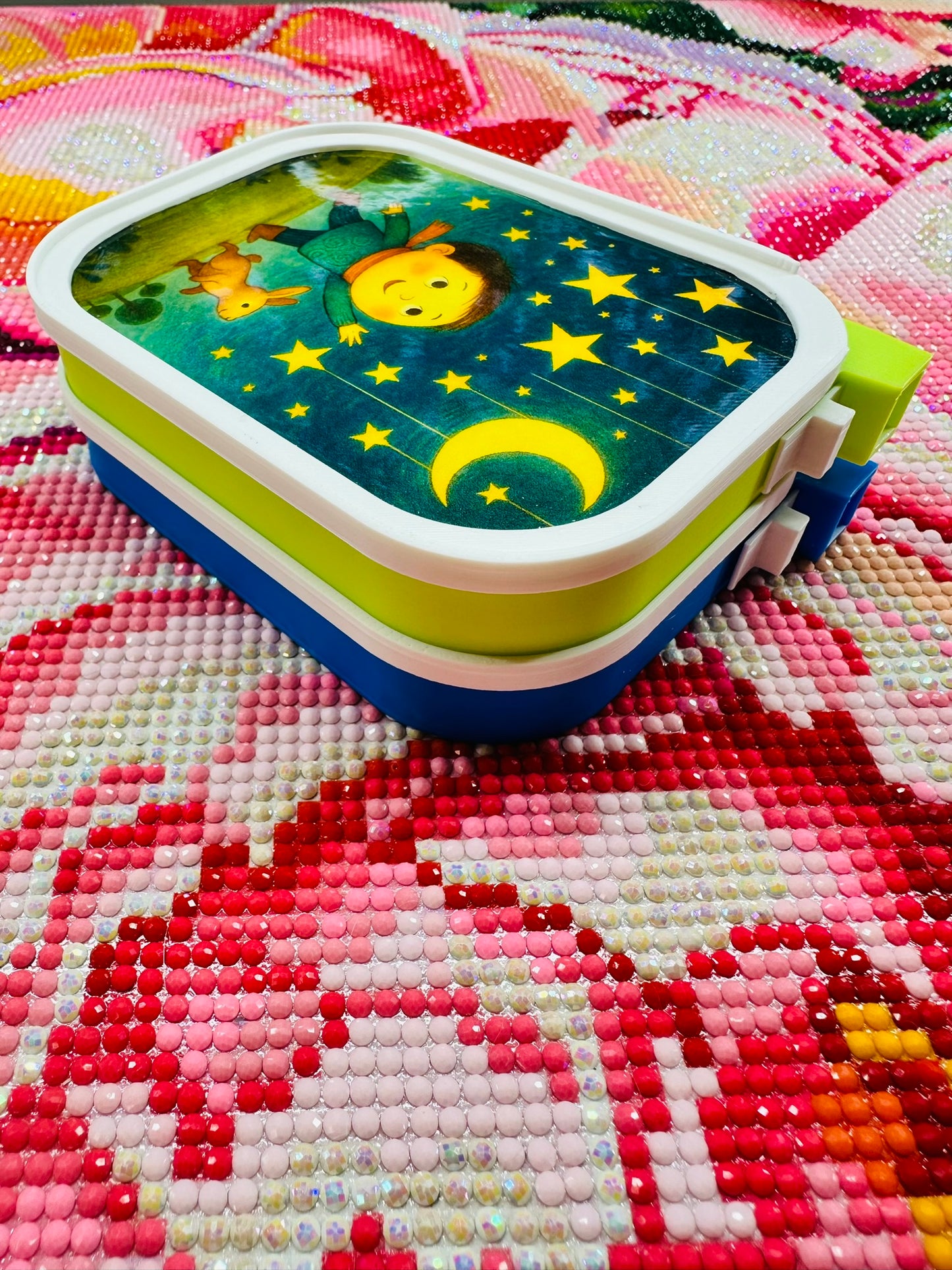diamond painting tray, stackable tray, handmade tray, koi pond tray, watercolor art, crafting accessory, Diamond Painters Anonymous, diamond art tools, premium diamond painting supplies
