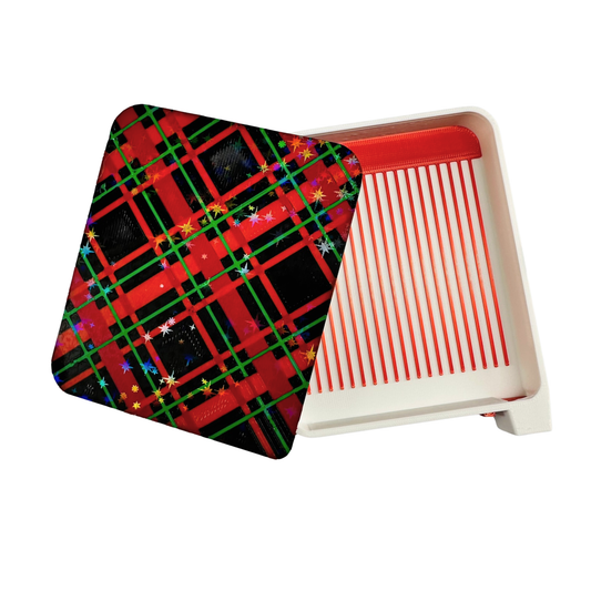 Christmas Plaid Diamond Art Tray – Limited Holiday Edition- Standard Size Sliding Lid with Enclosed Stopper