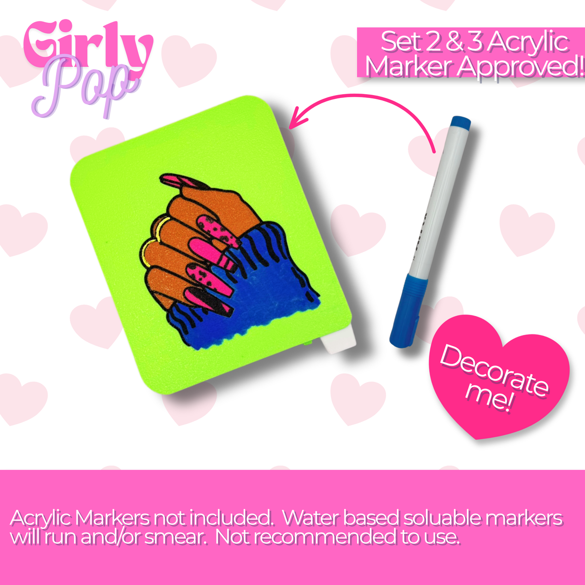 example of set 2 & 3 diamond art tray and acrylic marker. lid can be colored with acrylic markers as seen in example image