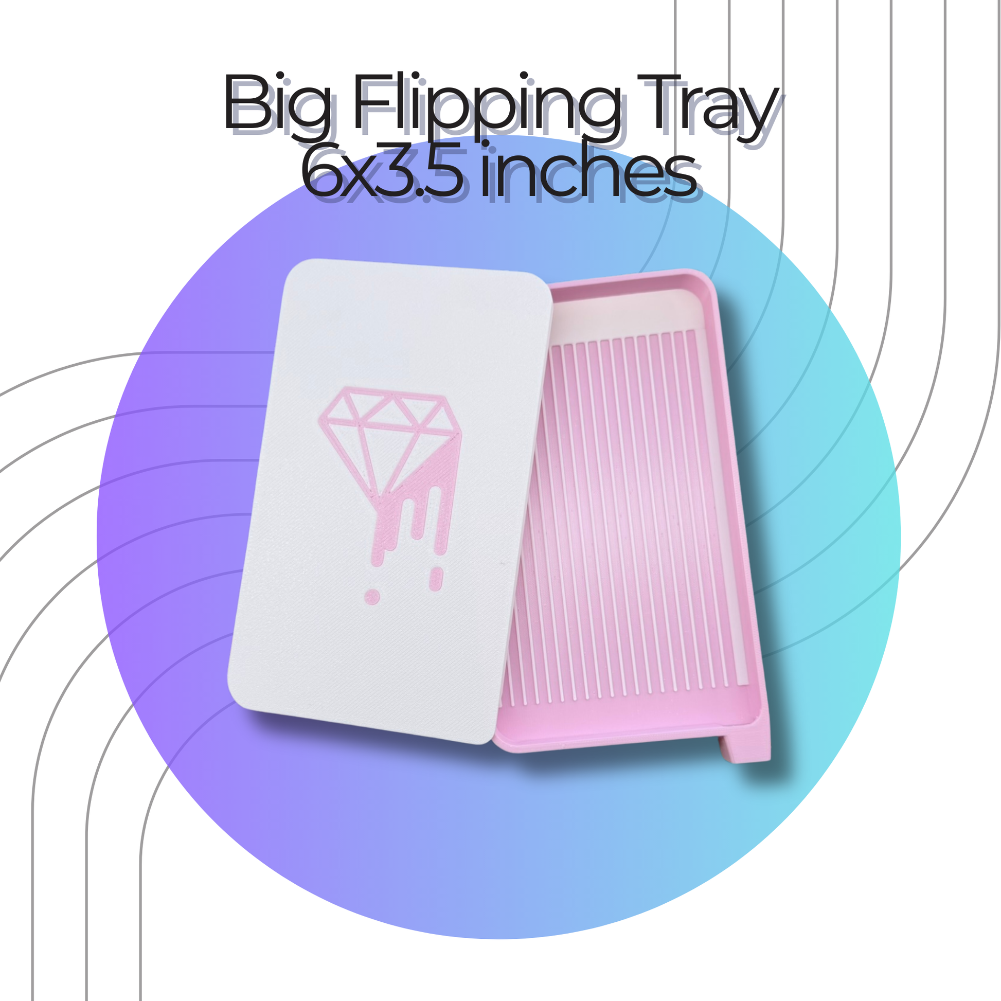 Pink and white Big Flipping Tray with a diamond design on a colorful background