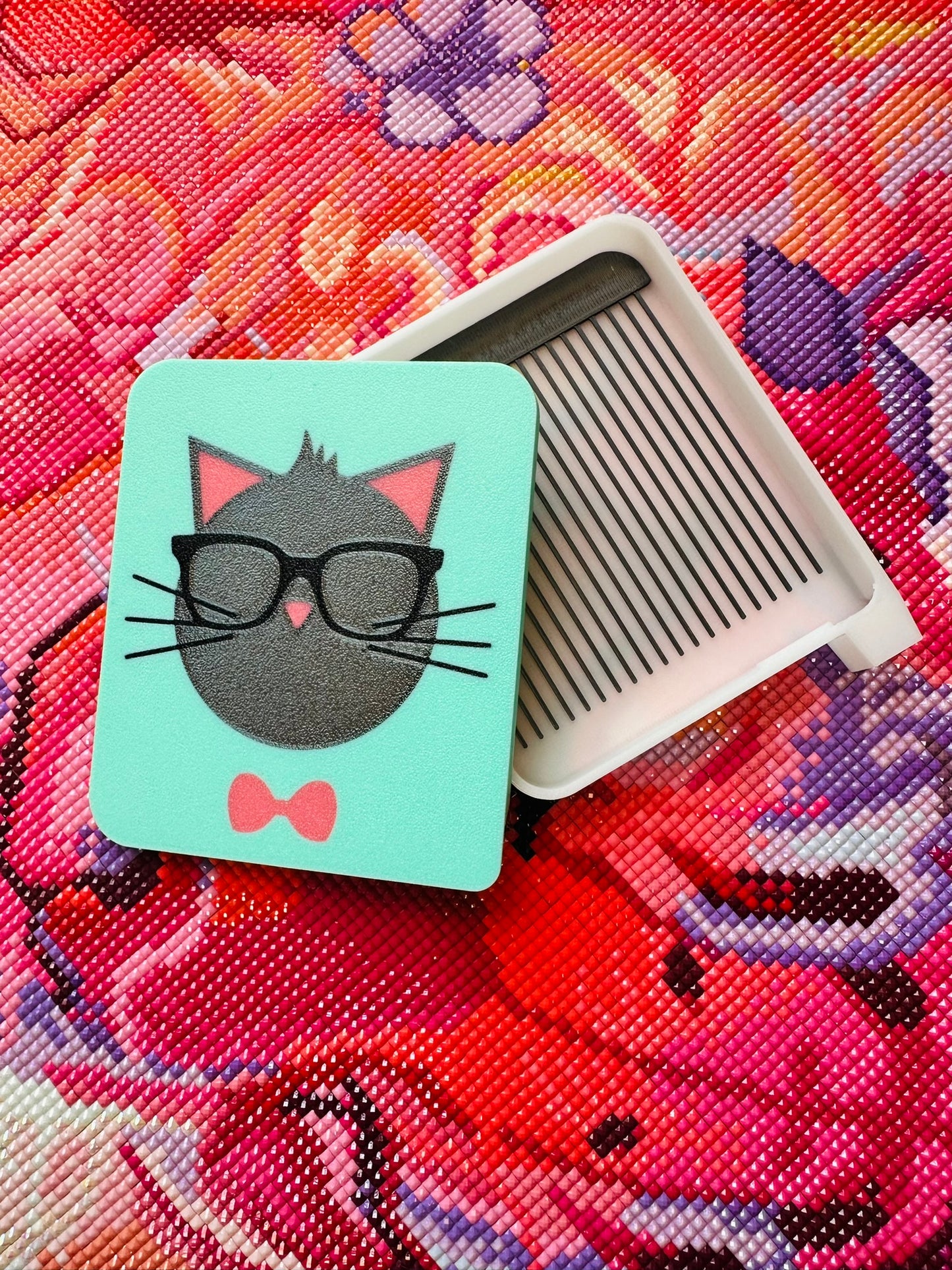 Diamond Art Tray with Lid- Peabody Cat