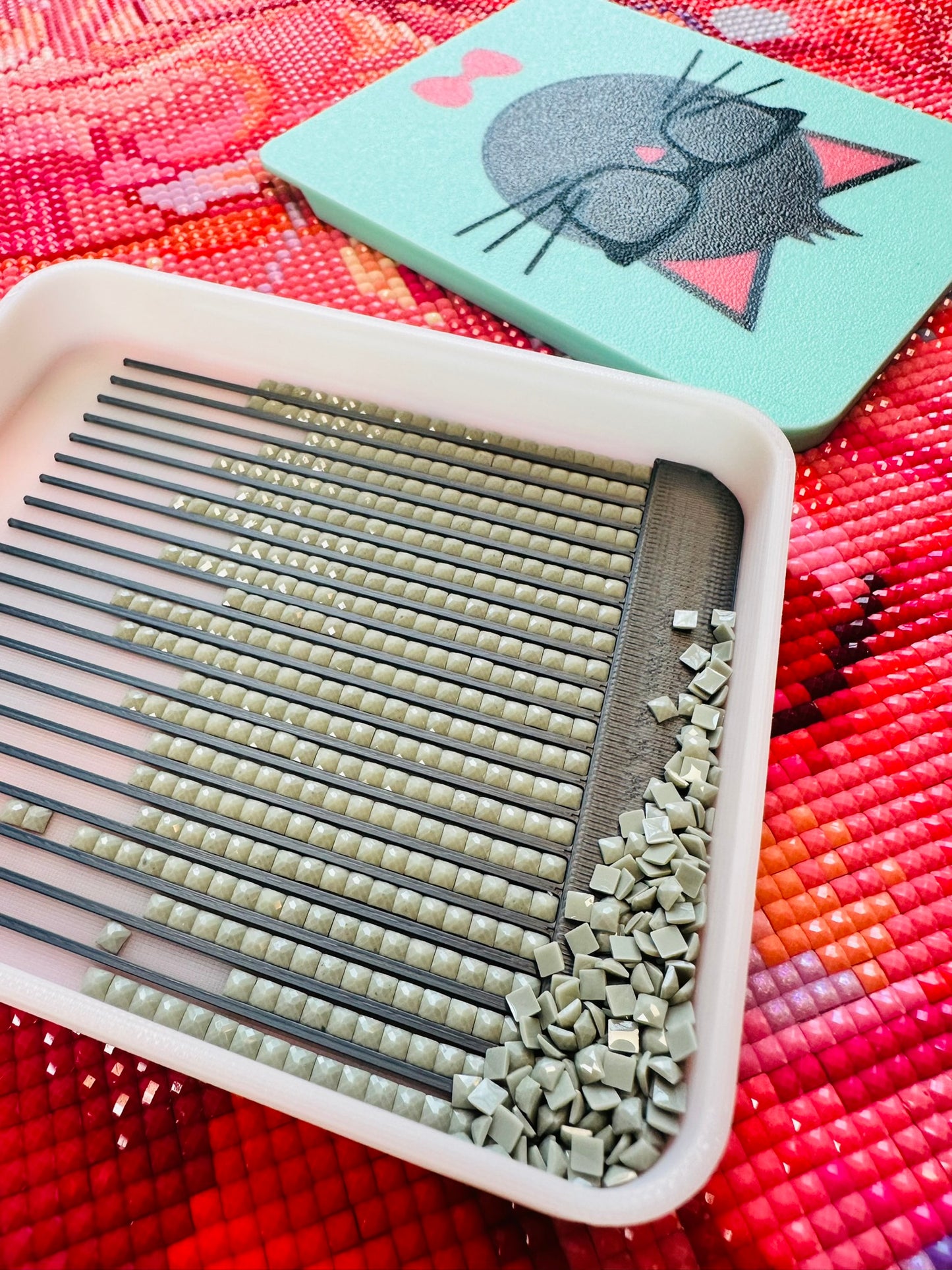 Diamond Art Tray with Lid- Peabody Cat
