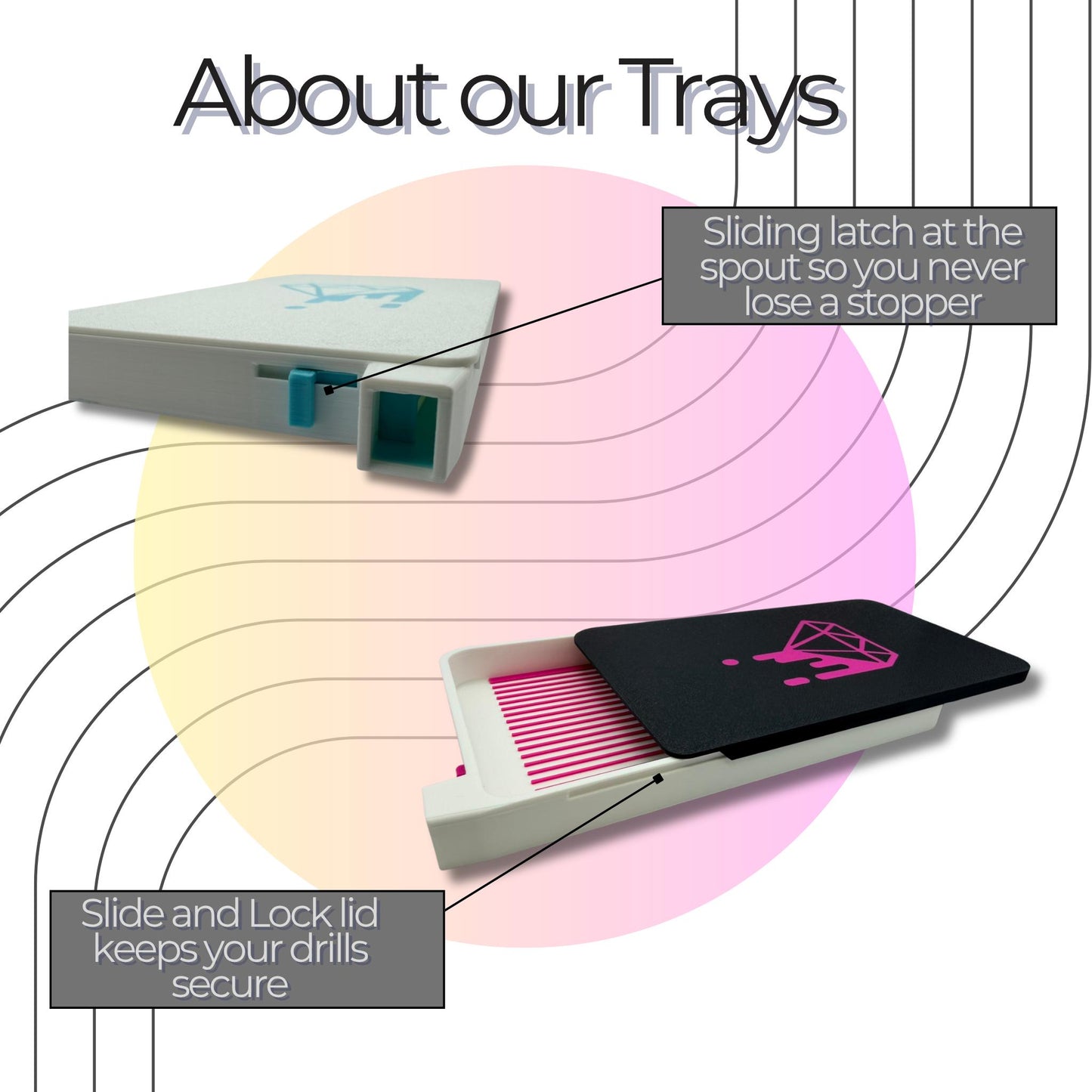 Mega Diamond Art Tray- Block Party | Large Tray with Sliding Lid