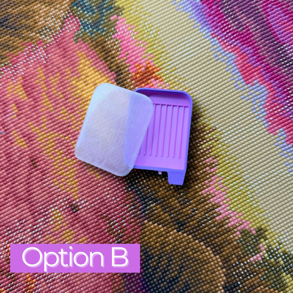 a purple and pink tray with translucent lid