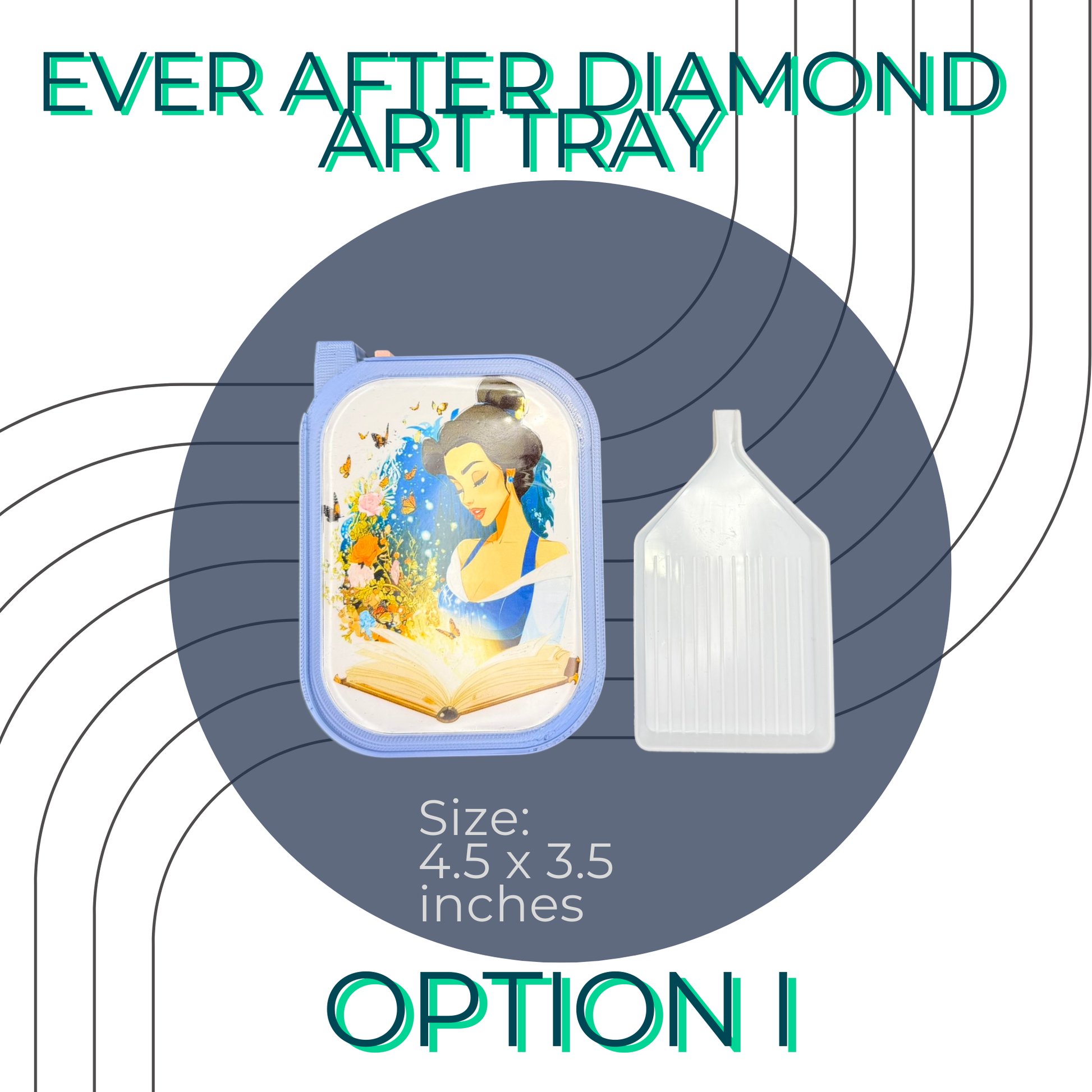 Ever After Diamond Art Tray with a fairy design and a bottle, on a white background.