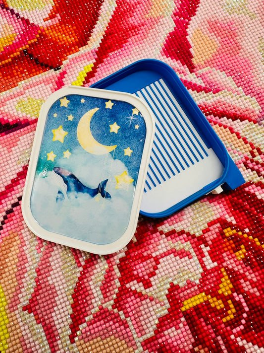 diamond painting tray, stackable tray, handmade tray, koi pond tray, watercolor art, crafting accessory, Diamond Painters Anonymous, diamond art tools, premium diamond painting supplies