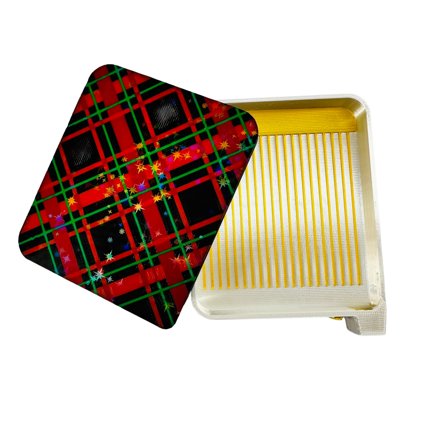 Christmas Plaid Diamond Art Tray – Limited Holiday Edition- Standard Size Sliding Lid with Enclosed Stopper
